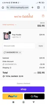 SAVEMORE10% coupon verification screenshot