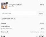 WELCOME10% coupon verification screenshot