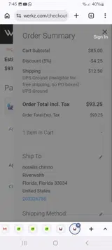 Werkz coupon verification screenshot