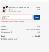 EXTRA10 coupon verification screenshot