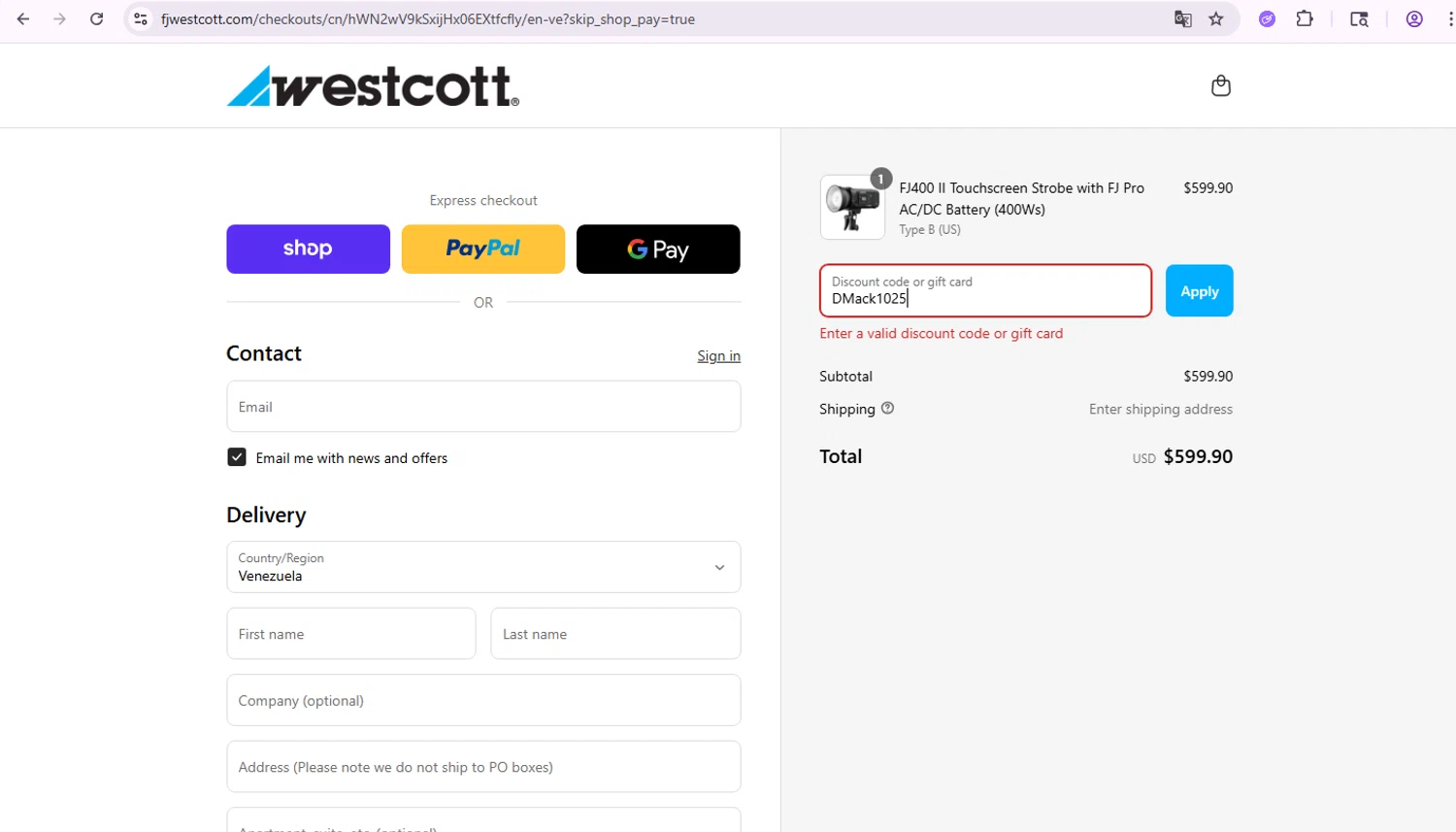 Westcott promo code screenshot showing code DMack1025 applied at Westcott checkout page. Uploaded by SimplyCodes community member SmartDefender5487 on Sep 13, 2025