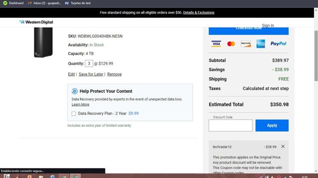Western Digital checkout page showing Western Digital promo code box | Screenshot taken by SimplyCodes community member on Jun 11, 2025
