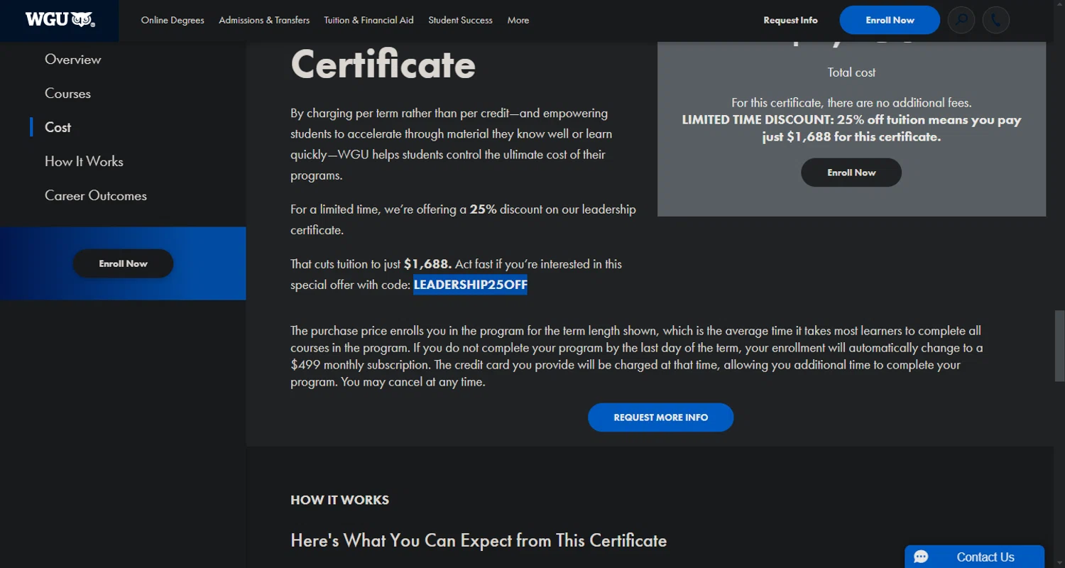Western Governors University checkout page showing Western Governors University promo code box | Screenshot taken by SimplyCodes community member on Nov 3, 2024