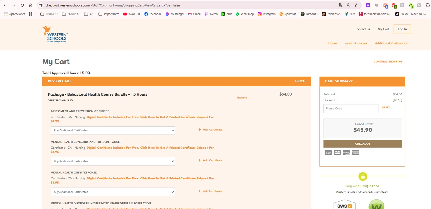 Western Schools checkout page showing Western Schools promo code box | Screenshot taken by SimplyCodes community member on Oct 29, 2024
