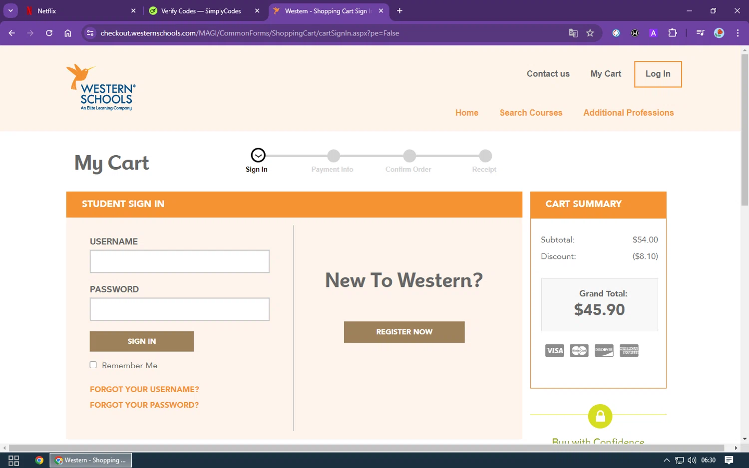 Western Schools checkout page showing Western Schools promo code box | Screenshot taken by SimplyCodes community member on Jul 11, 2024