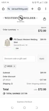 WS20 coupon verification screenshot