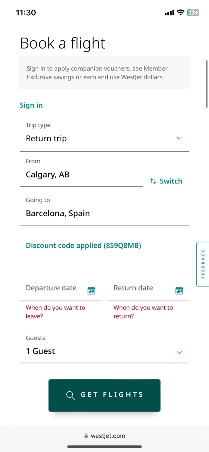 WestJet Promo Codes 20 Off July 2024