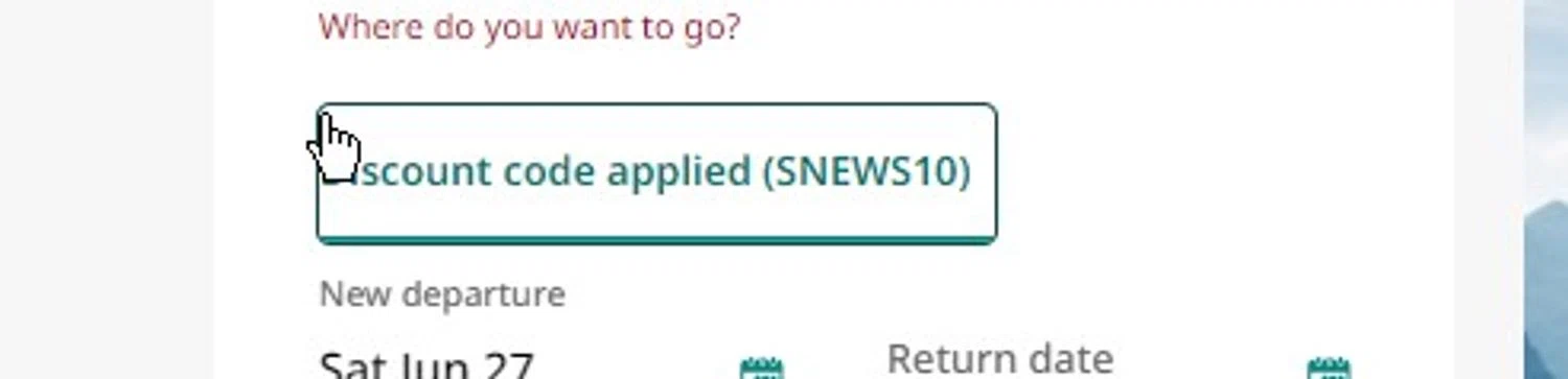 Verification screenshot for 10% Off Storewide at WestJet - 1d ago