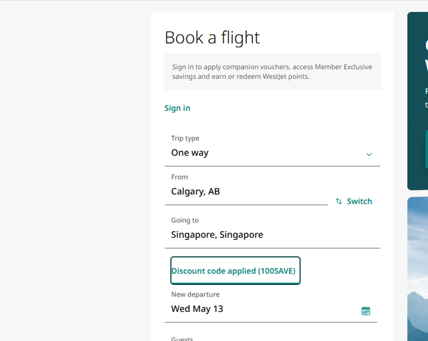 Verification screenshot for 10% Off Storewide at WestJet - 46d ago