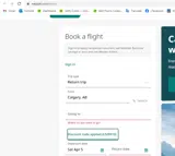 WestJet coupon verification screenshot