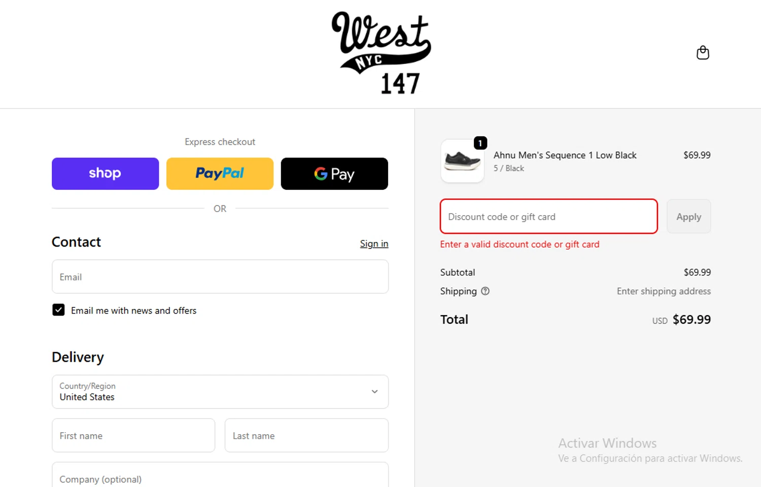 West NYC promo code screenshot showing code TENNER applied at West NYC checkout page. Uploaded by SimplyCodes community member Lestara_23 on Nov 30, 2025