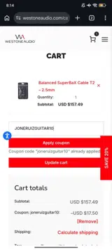 Westone Audio coupon verification screenshot