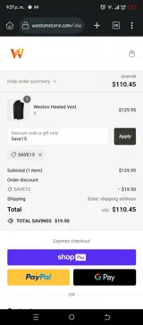 Save15 coupon verification screenshot