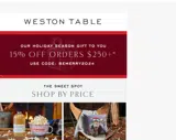 Weston Table coupon verification screenshot