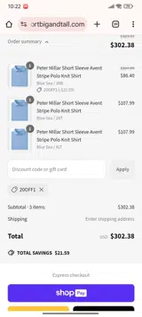 20off1 coupon verification screenshot