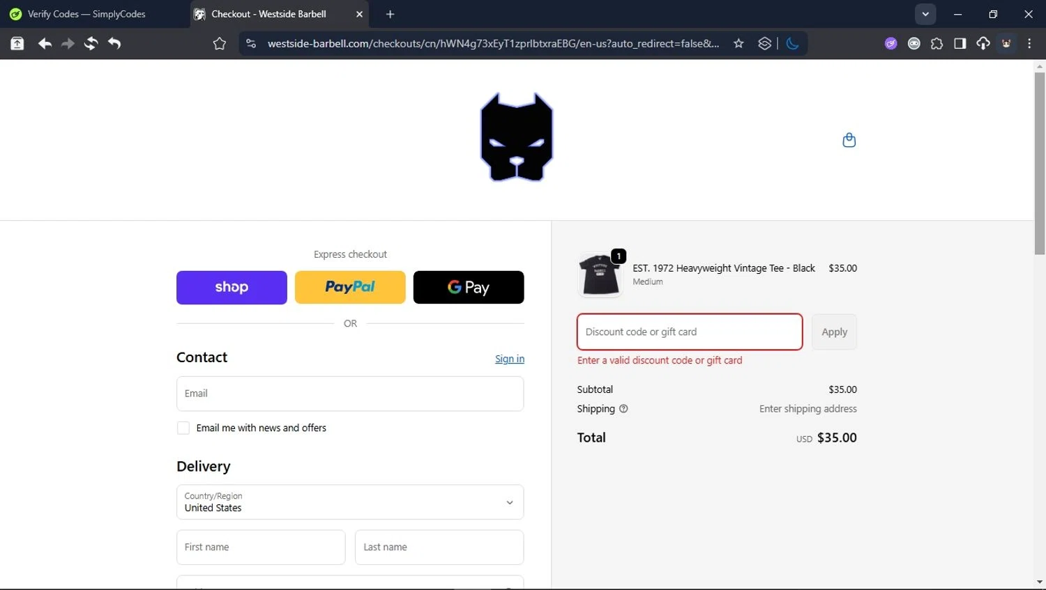 Westside Barbell promo code screenshot showing code TRICH applied at Westside Barbell checkout page. Uploaded by SimplyCodes community member User_Randon1 on Oct 29, 2025