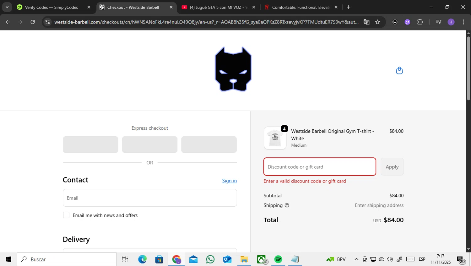 Westside Barbell promo code screenshot showing code MYLES10 applied at Westside Barbell checkout page. Uploaded by SimplyCodes community member ENCARAMESSI on Nov 11, 2025