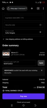 NEWYEAR23 coupon verification screenshot