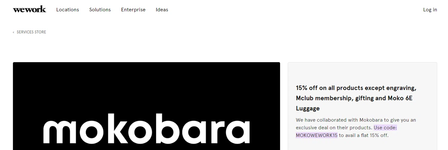 Wework promo code screenshot showing code MOKOWEWORK15 applied at Wework checkout page. Uploaded by SimplyCodes community member RonaldAcunaJr on Feb 20, 2026