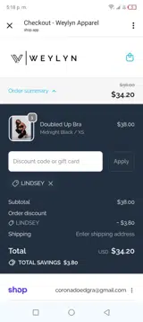 LINDSEY coupon verification screenshot