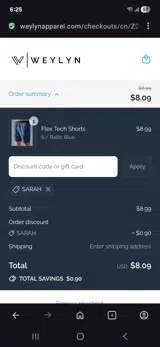 Sarah coupon verification screenshot