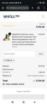 PRIF18 coupon verification screenshot