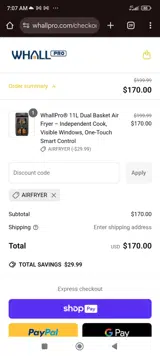AIRFRYER coupon verification screenshot