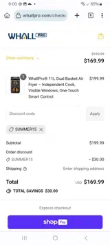 SUMMER15 coupon verification screenshot