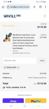WHALLPRO coupon verification screenshot