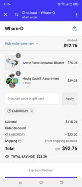 LABORDAY coupon verification screenshot