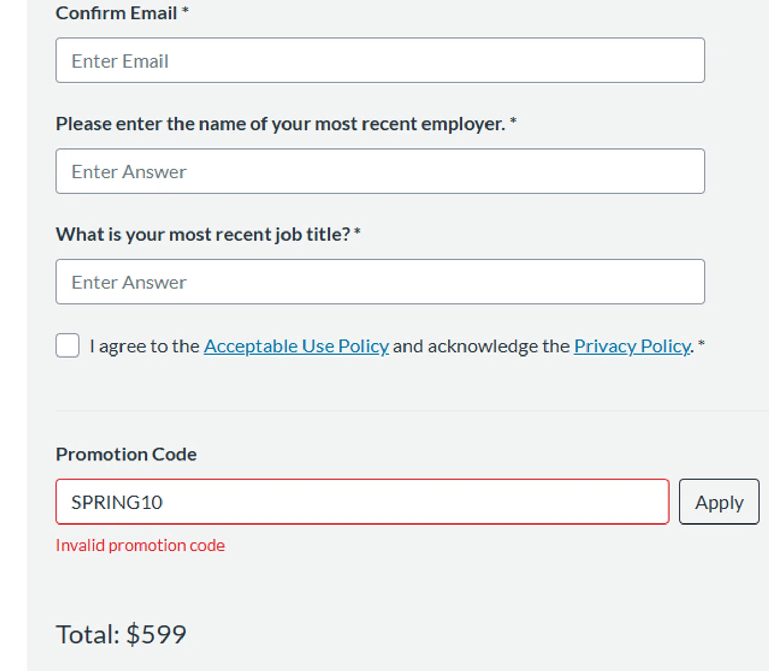 Wharton Online promo code screenshot showing code SPRING10 applied at Wharton Online checkout page. Uploaded by SimplyCodes community member WoskalJR on Mar 25, 2025