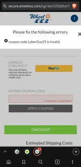 LaborDay25 coupon verification screenshot