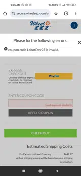 LaborDay25 coupon verification screenshot