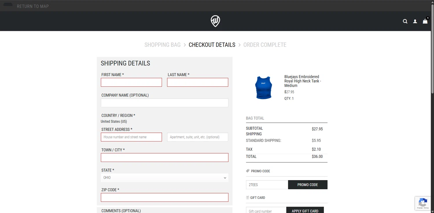 Where I'm From promo code screenshot showing code 2TEES applied at Where I'm From checkout page. Uploaded by SimplyCodes community member youherr on Jun 7, 2025
