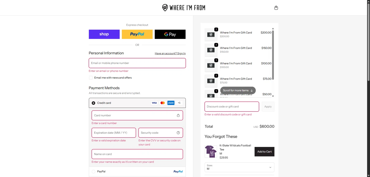 Where I'm From promo code screenshot showing code BF25 applied at Where I'm From checkout page. Uploaded by SimplyCodes community member VictoriousBoss8742 on Dec 10, 2025