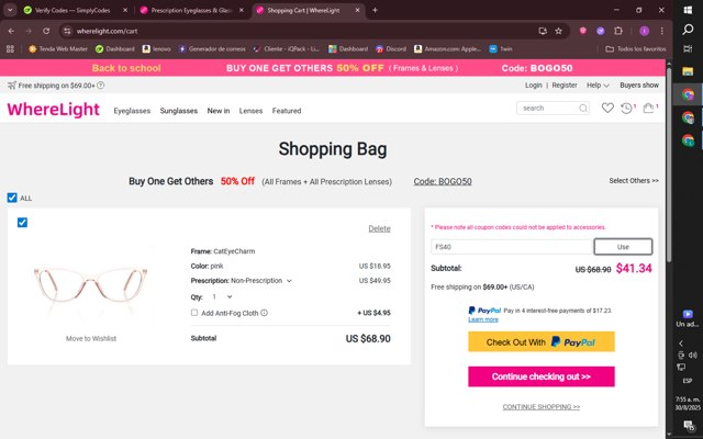 WhereLight checkout page showing WhereLight promo code box | Screenshot taken by SimplyCodes community member on Aug 30, 2025
