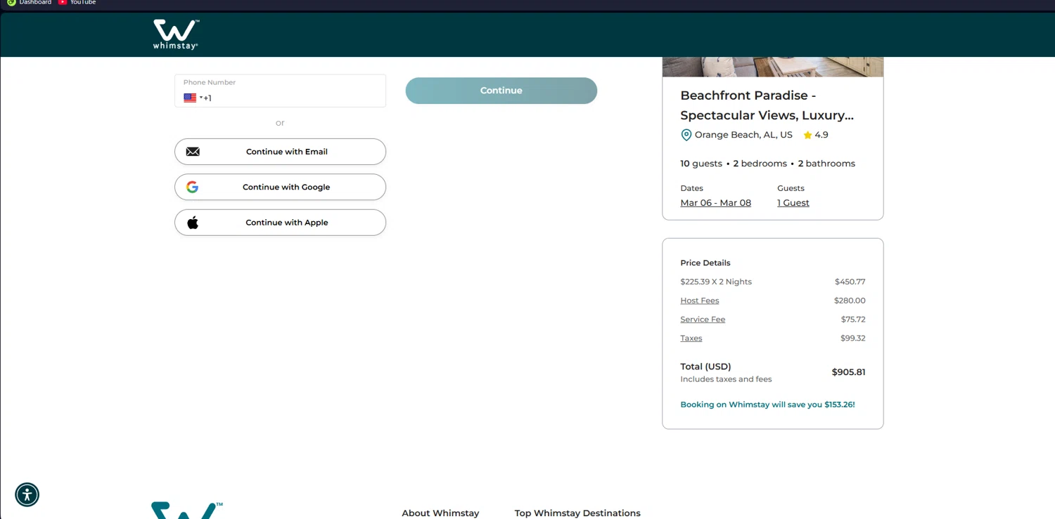 Whimstay checkout page showing Whimstay promo code box | Screenshot taken by SimplyCodes community member on Mar 4, 2025