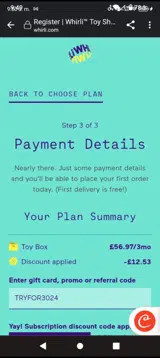 TRYFOR3024 coupon verification screenshot