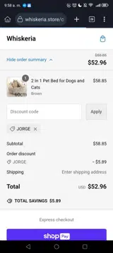 Jorge coupon verification screenshot