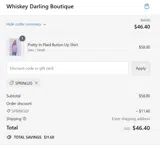 Whiskey Darling Boutique coupon verification screenshot