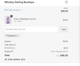Whiskey Darling Boutique coupon verification screenshot
