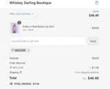 Whiskey Darling Boutique coupon verification screenshot