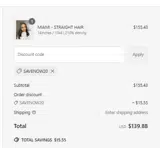 SAVENOW20 coupon verification screenshot