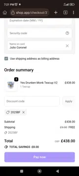 White 2 Tea coupon verification screenshot