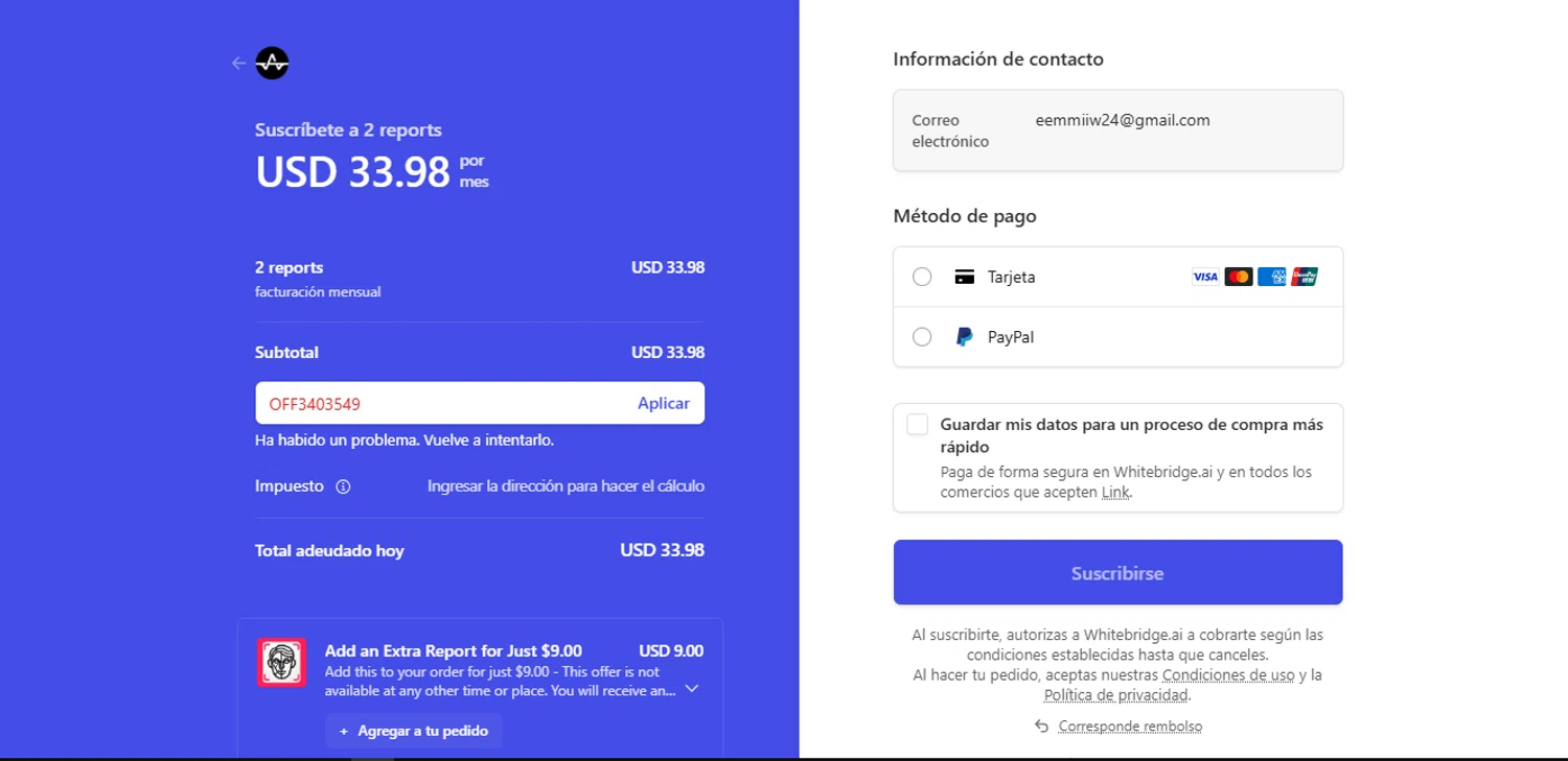 WhiteBridge promo code screenshot showing code OFF3403549 applied at WhiteBridge checkout page. Uploaded by SimplyCodes community member Yazuke_Tag on Nov 30, 2025