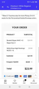 FEET24 coupon verification screenshot