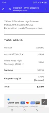 COZY24 coupon verification screenshot