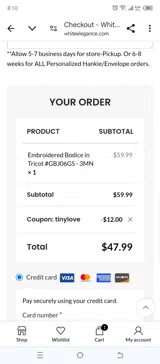 TINYLOVE coupon verification screenshot