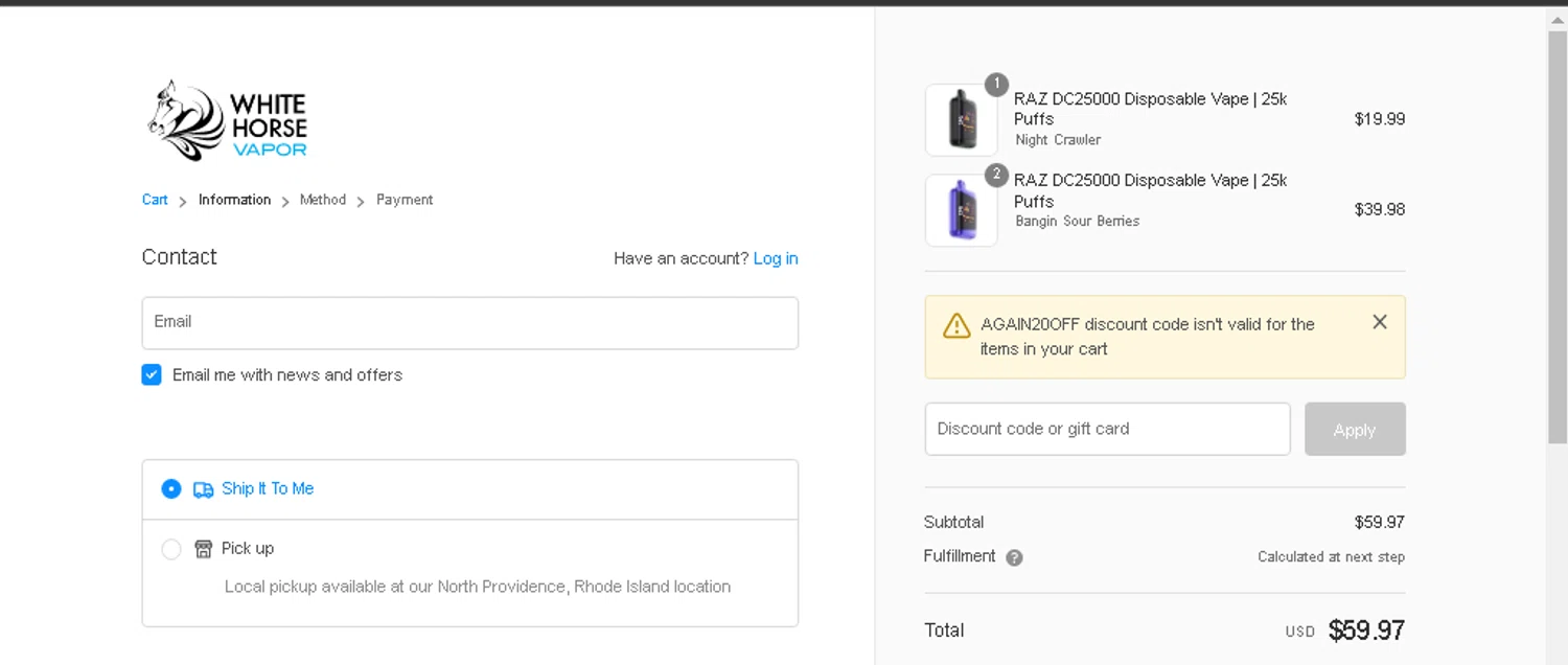 White Horse Vapor Promo Codes 20 Off July 2024