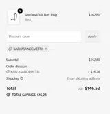 KARLASANDEMETRI coupon verification screenshot